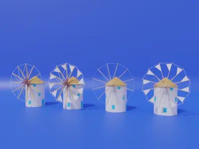 Cartoon Greek Windmill Collection 3D model