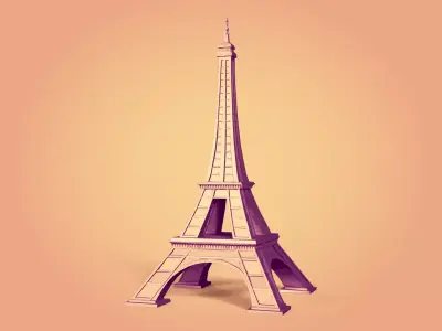 Polygonal Eiffel Tower -- Low Poly - 3D Print Ready 3D print model