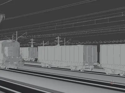 Train Station  Low-poly 3D model