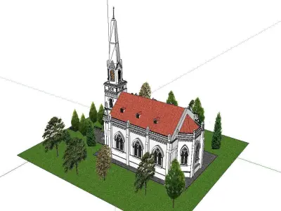 Architecture-Religion-God-Culture-Temple-0303 church with ste... 3D model