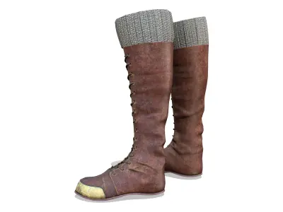 Western Expeditor Archaeologist Explorer Flat Boots Low-poly 3D model