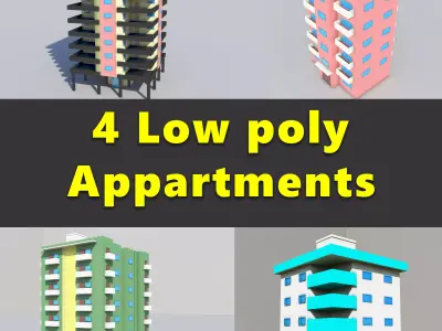 Apartment Buildings Low Poly Collection Low-poly 3D model