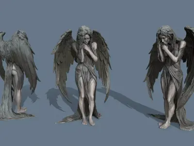 angel statue Low-poly 3D model
