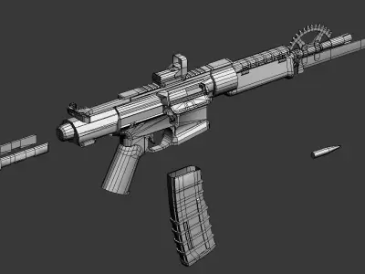 Post-apocalypse custom assault rifle Low-poly 3D model