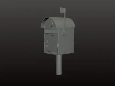 Realistic 3D Model Render Old Metal Mailbox 3D model