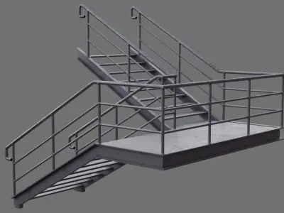 Stair 1E Low-poly 3D model