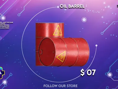 Oil barrel  Game assets Low-poly 3D model