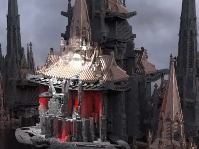 Sci-Fi dark Cyberpunk Mass Halls  Kitbash  3D model