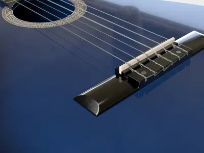 Blue Sunburst Acoustic Guitar 3D model