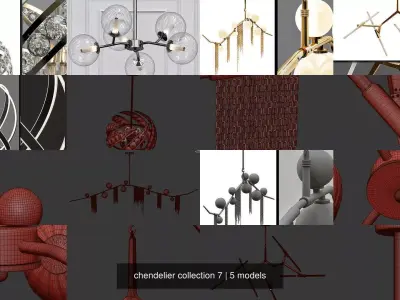 chendelier collection 7 pendant lamp with circular shape 3D Model Pack