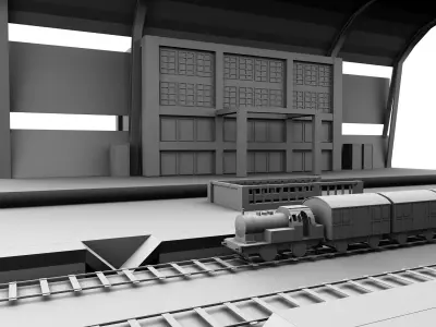 Train Enviornment for Gaming Low-poly 3D model