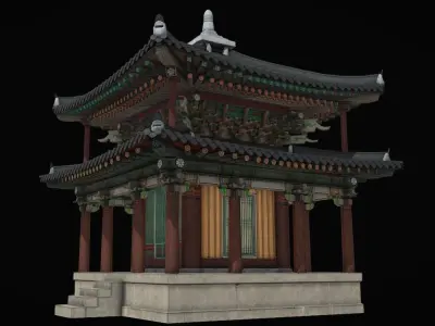 Korean Hanok Temple BongAmTemple GeukRagJeon 3D model