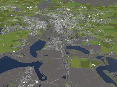 Leipzig Germany 50x50km 3D City Map 3D model