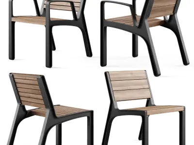 Miela park benches with litter bin Prax by mmcite 3D model