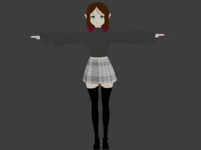 SciFi 3d anime kawaii girl character c21 Low-poly 3D model
