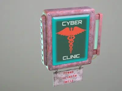 Neon street sign 2 Low-poly 3D model