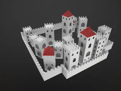Modular Low Poly Buildings City - Pieces Low-poly 3D model