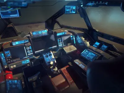 Sci Fi Heavy Fighter Cockpit Low-poly 3D model