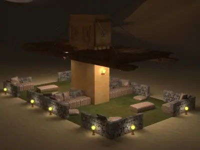 Double Pergolas in Traditional Arabic Style 3D model