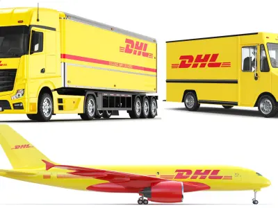  Three Detailed DHL Vehicles 