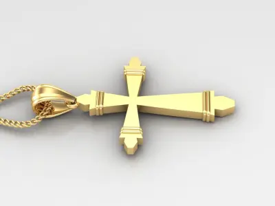 Light Gold 18K Cross Pendant 2CP077 3D print model