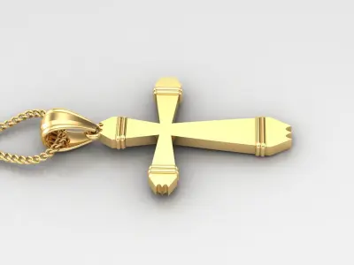 Light Gold 18K Cross Pendant 2CP099 3D print model