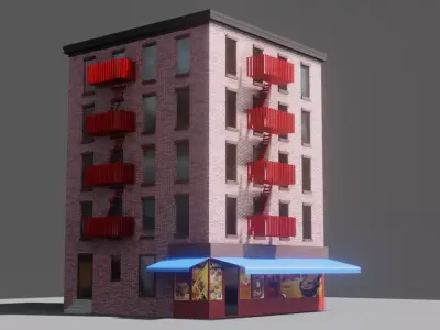 Low poly Apartment Building Low-poly 3D model buy