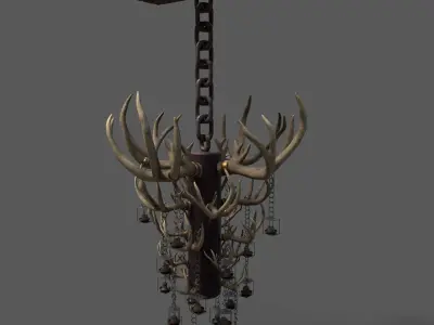 Large Antler Chandelier Free low-poly 3D model