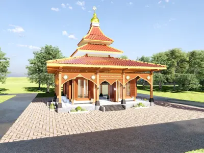Joglo Traditional Java Indonesian Mosque architecture 3D model