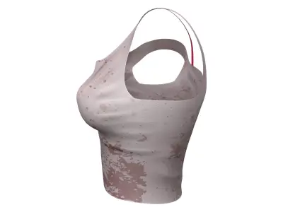 Female Stained Off Shoulder Crop Top Low-poly 3D model