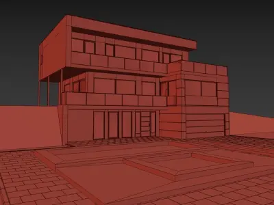 Modern house 001 Low-poly 3D model