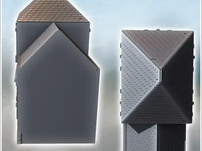 Modern slate-roofed building with annex and upper floor 20 - Mod 3D print model