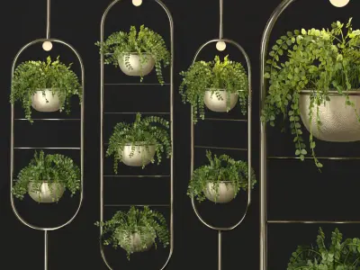 Metal hanging lamp Indoor round Plant pot partition divider 3D model