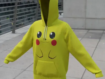 Replaceable print design hoodie sweatshirt 3D Model Pack