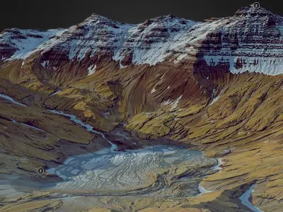 Frozen Mountains - World Machine Low-poly 3D model
