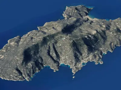 Giglio island 3d model terrain Low-poly 3D model