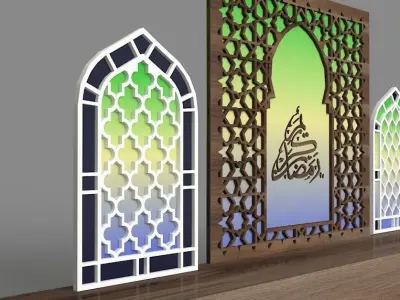 Mosque window with motif   Autocad and 3Dmax Low-poly 3D model