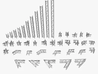 Triangular Truss Standard Collection 41 Modular Pieces 3D print model