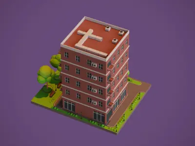 Apartment Building Low-poly 3D model