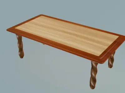 Spiral legs dining table Low-poly 3D model