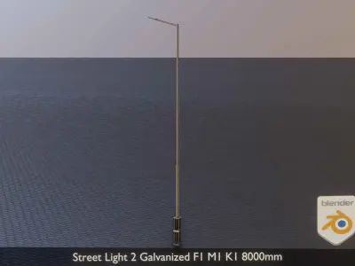 Street Light 2 Galvanized F1 M1 K1 8000mm Low-poly 3D model