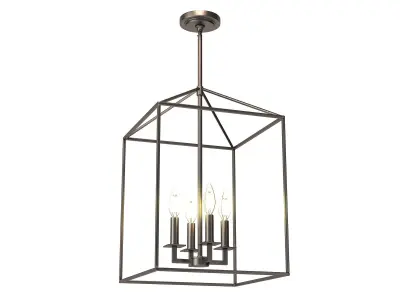 Ellis 4 - Light Lantern Rectangle Chandelier 3D model