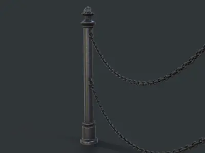 Street Bollard 09 PBR Game Ready Low-poly 3D model