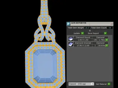 women pendant with gem  3D model
