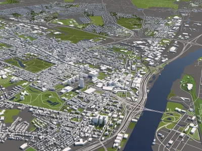 Albany New York USA 50x50km 3D model