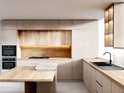 Kitchen8 -window in the middle of kitchen Low-poly 3D model
