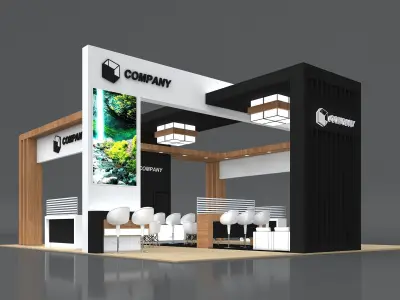 Exhibition Stand Booth Stall 10x10m Height 500cm 4 Side Open 3D model purchase