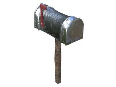 Old silver Mailbox Lowpoly Low-poly 3D model