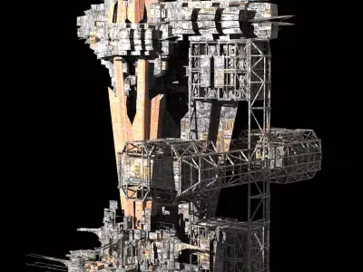 Sci fi Core crystal Shard Rocks Tide Kitbash  Low-poly 3D model