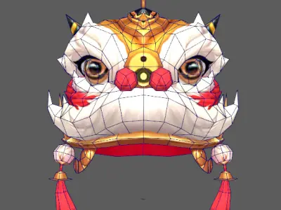 Stylish Lion Dance Head Low-poly 3D model